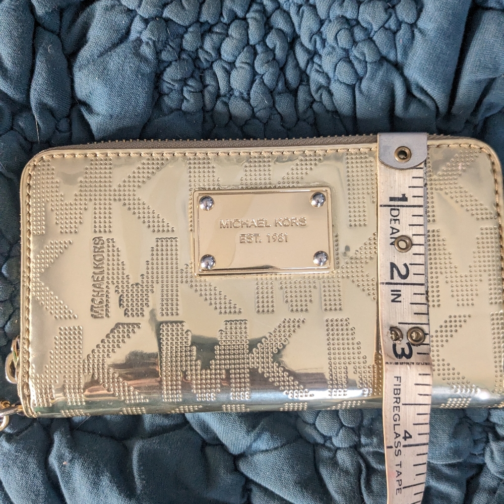 Michael Kors Jet Set Travel Continental Pale Gold Mirror Zip Around Wallet/Wrist - Picture 6 of 9